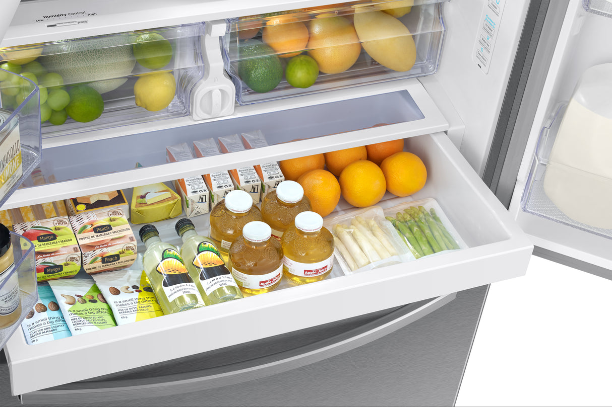 22 cu. ft. Smart 3-Door French Door Refrigerator in Stainless Steel - (RF22A4121SR)