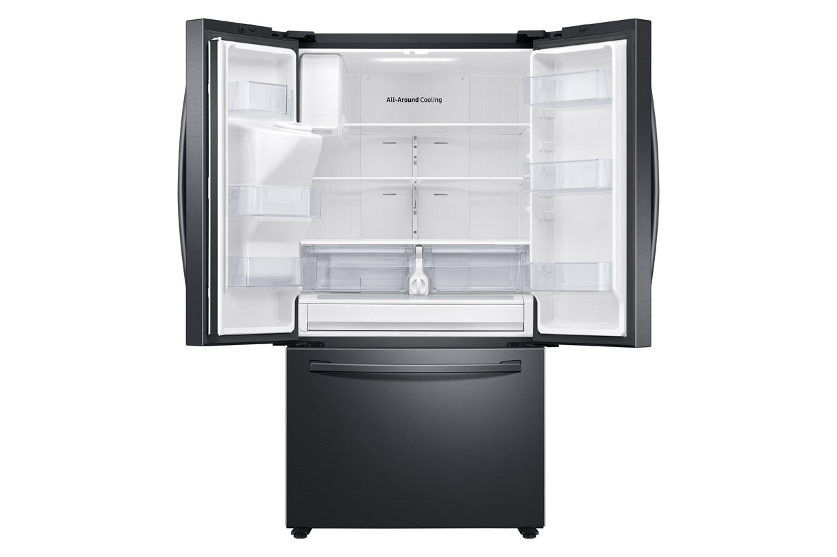 26.5 cu. ft. Large Capacity 3-Door French Door Refrigerator with Family Hub(TM) and External Water & Ice Dispenser in Black Stainless Steel - (RF27T5501SG)