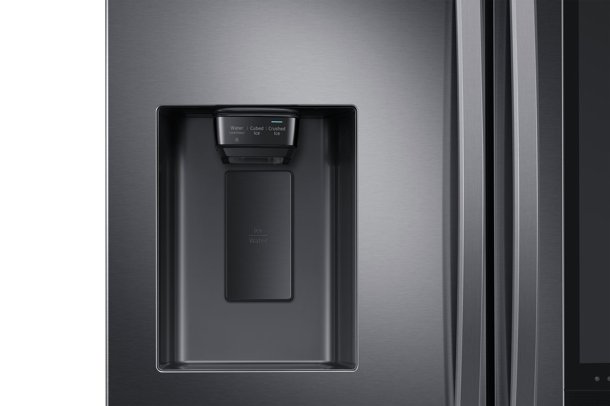 26.5 cu. ft. Large Capacity 3-Door French Door Refrigerator with Family Hub(TM) and External Water & Ice Dispenser in Black Stainless Steel - (RF27T5501SG)