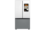 Bespoke 3-Door French Door Refrigerator (30 cu. ft.) - with Top Left and Family Hub(TM) Panel in White Glass - and Matte Grey Glass Bottom Door Panel - (RF30BB69006MAA)