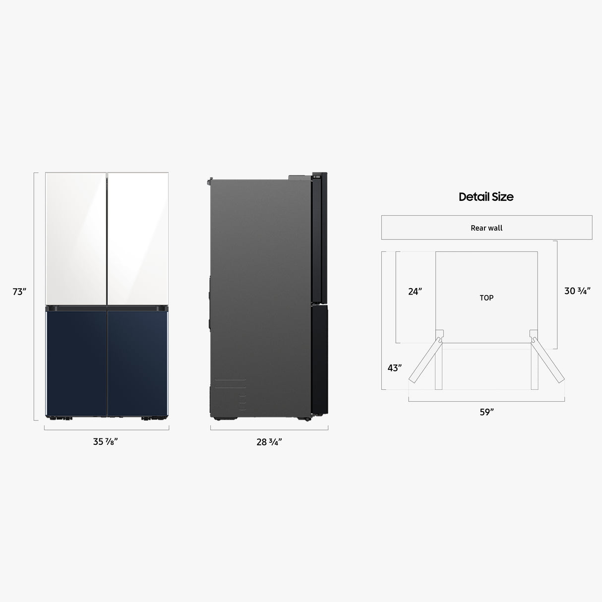 23 cu. ft. Smart Counter Depth BESPOKE 4-Door Flex(TM) Refrigerator with Customizable Panel Colors - (RF23A9675AP)