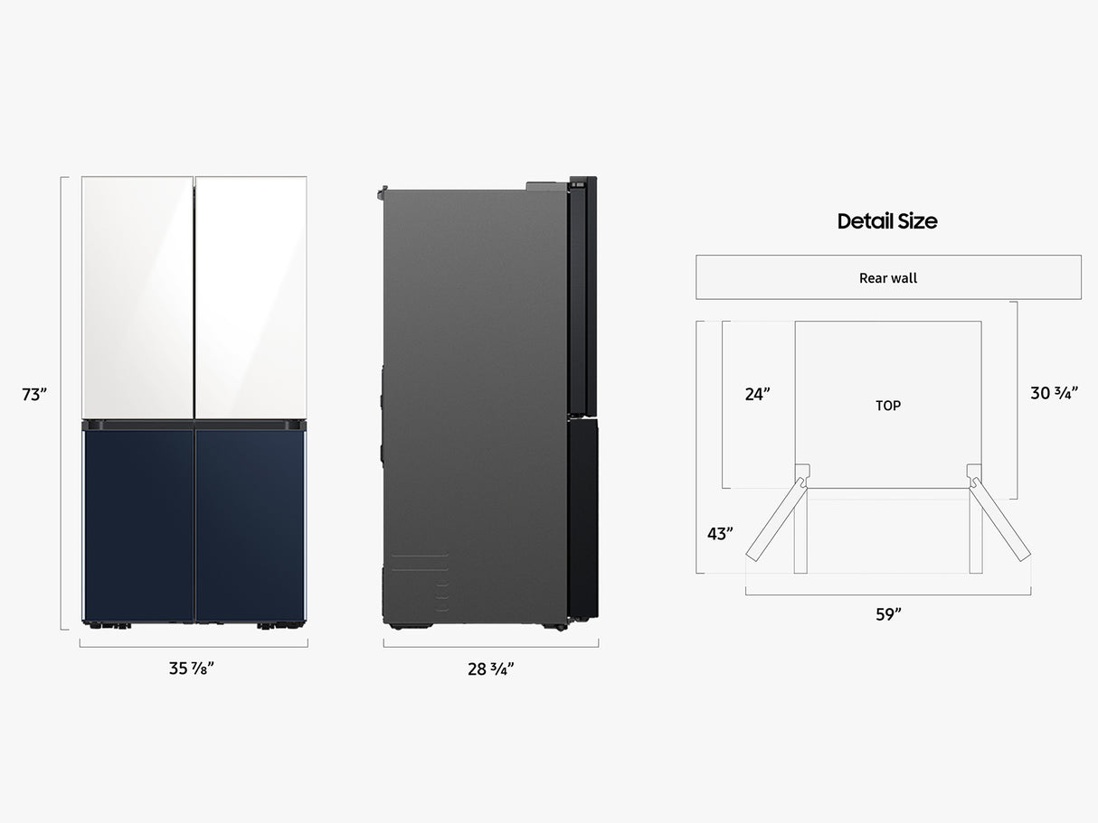 23 cu. ft. Smart Counter Depth BESPOKE 4-Door Flex(TM) Refrigerator with Customizable Panel Colors - (RF23A9675AP)