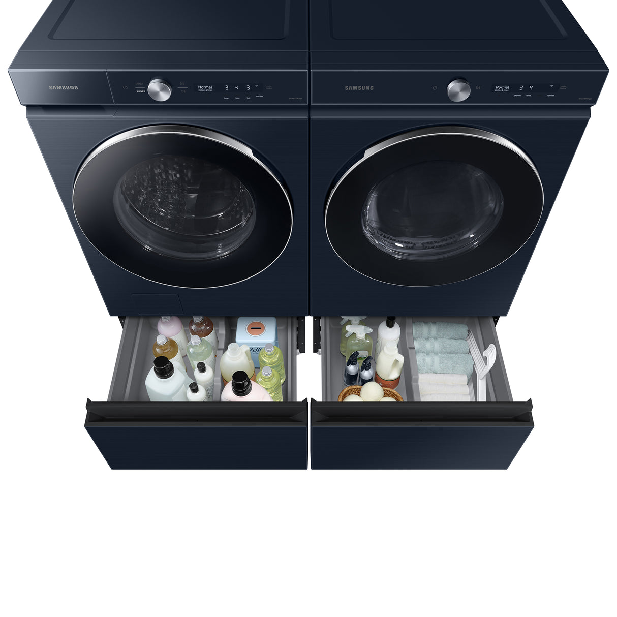 Bespoke 27" Laundry Pedestal with Storage Drawer in Brushed Navy - (WE502ND)