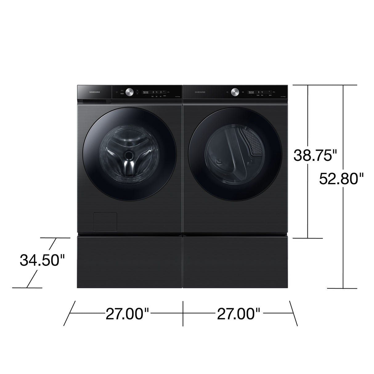 Bespoke 27" Laundry Pedestal with Storage Drawer in Brushed Black - (WE502NV)