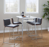 Fuji - Mason Upholstered Swivel Dining Set - Brushed Stainless Steel