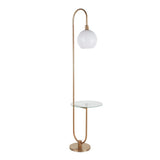 Trombone - Floor Lamp - Gold Metal With Clear Glass Shelf