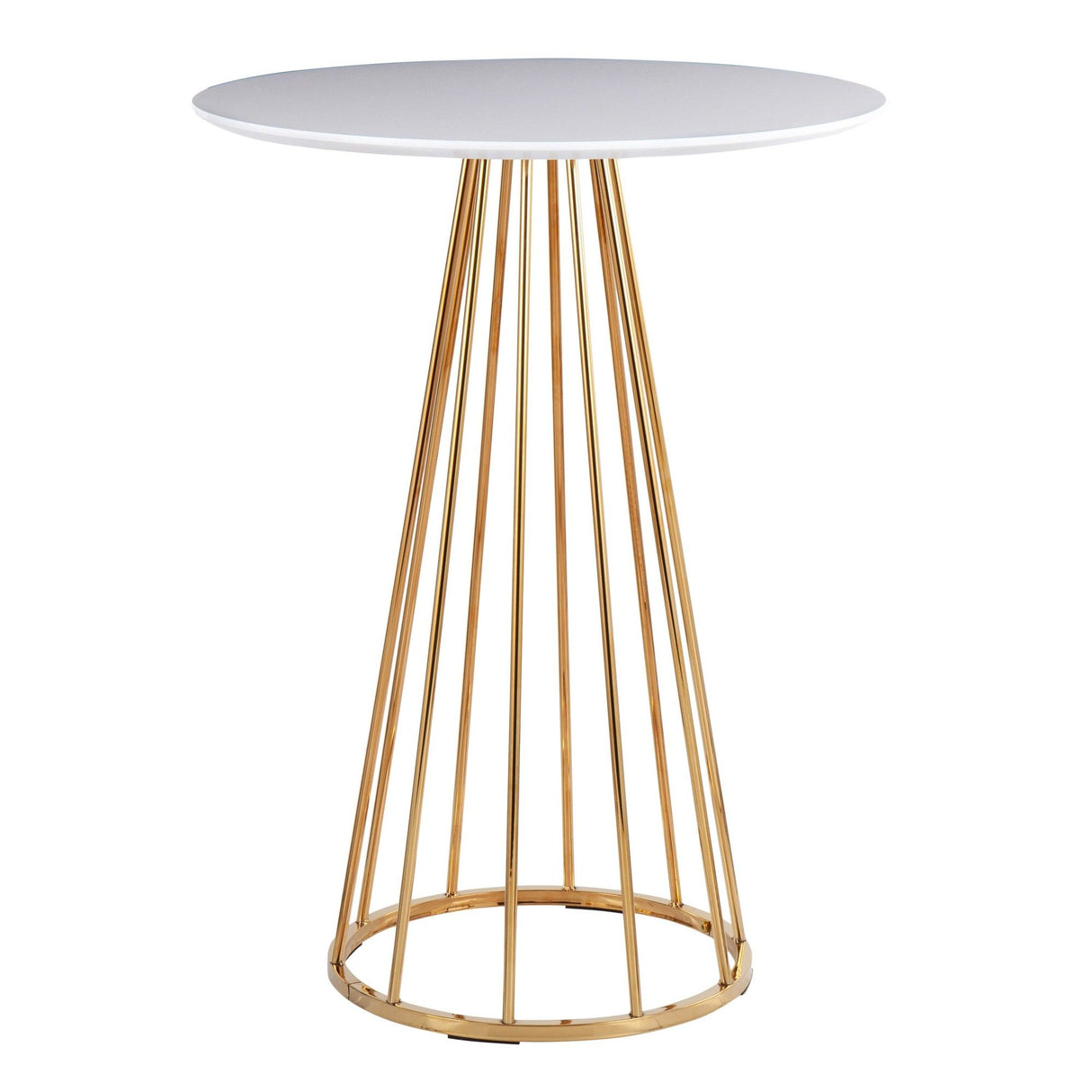 Canary - Counter Table - Gold Steel And White Wood - 36"