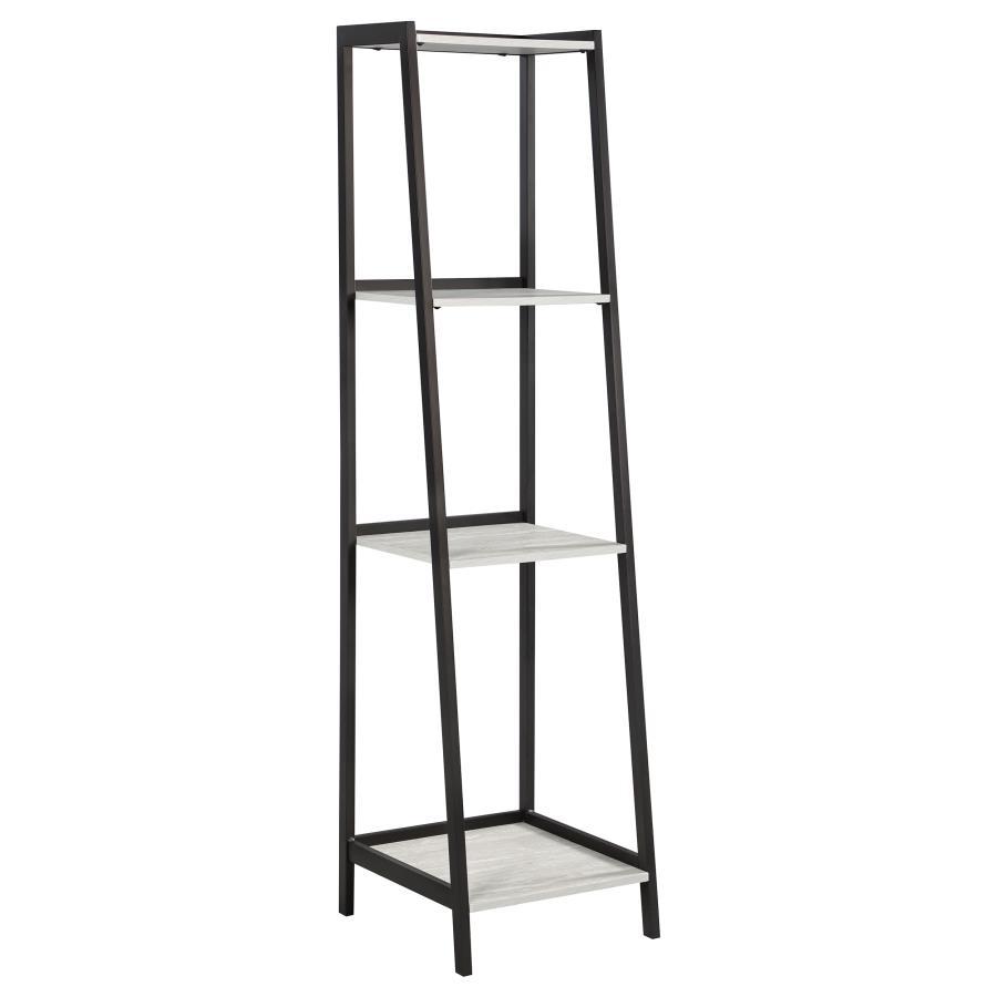 Pinckard - 4-Shelf Ladder Bookcase - Gray Stone And Black