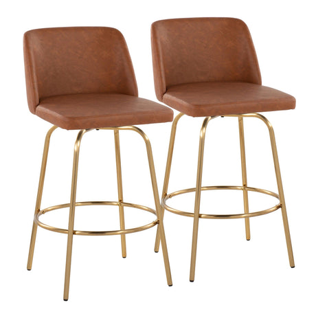 Toriano - 26" Fixed-Height Counter Stool (Set of 2) - Gold Base