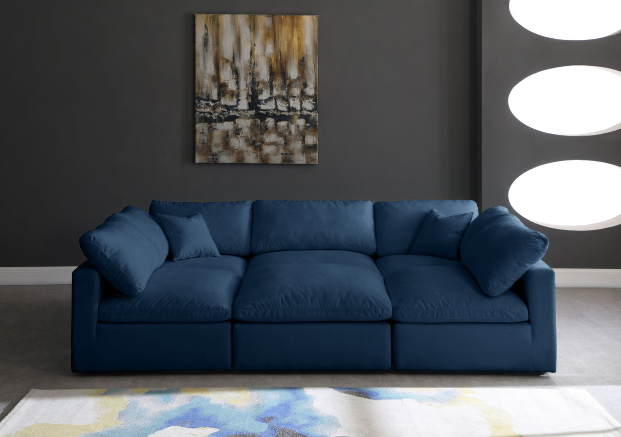 Plush - Velvet Standart Comfort Modular Sectional - Navy - Fabric