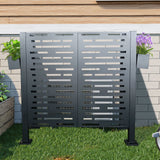 Air Conditioner Fence For Outdoor Units, Metal Privacy Fence Cover, Perfect To Conceal Air Conditioning Units, 3 Fence Panel - Charcoal