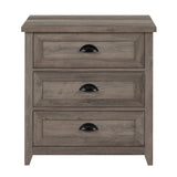 Transitional Farmhouse Framed 3 Drawer Nighstand With Cup Handles