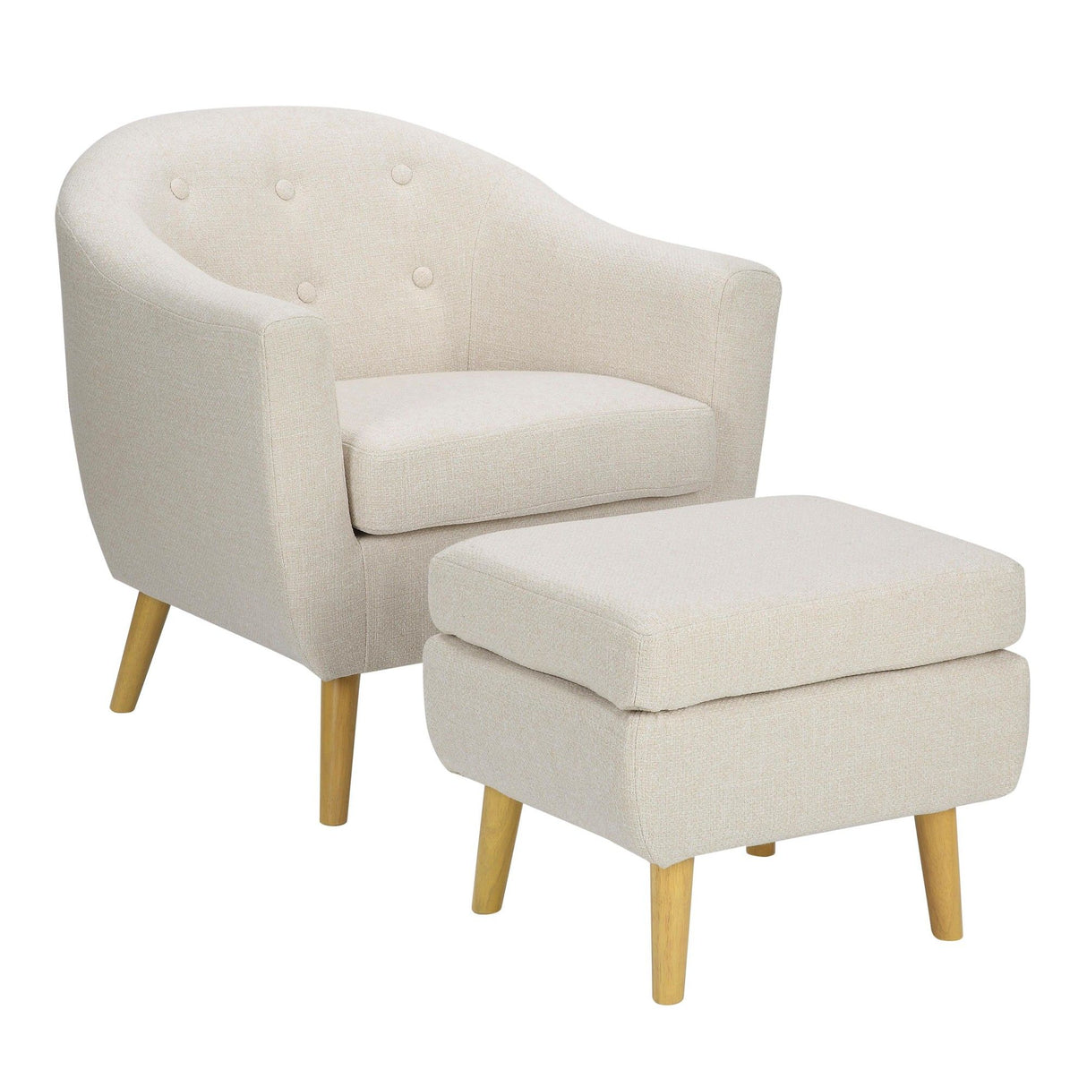 Rockwell - Accent Chair And Ottoman - Cream Fabric