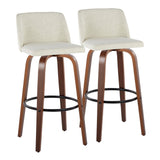 Toriano - 30" Faux Leather Fixed-Height Barstool (Set of 2) - Walnut & Chrome Base