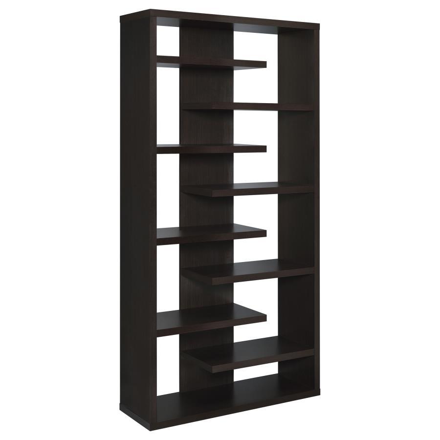 Altmark - Bookcase With Staggered Floating Shelves - Cappuccino