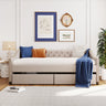 Full Size Upholstered Daybed With Two Drawers, Wood Slat Support