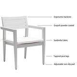 Outdoor Patio Aluminum Stationary Dining Chairs With Outdoor-Grade Sunbrella Fabric Cushions, Tapered Feet (Set of 4)