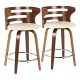 Cosini - Mid Century Modern Fixed Height Counter Stool With Footrest With Swivel (Set of 2)