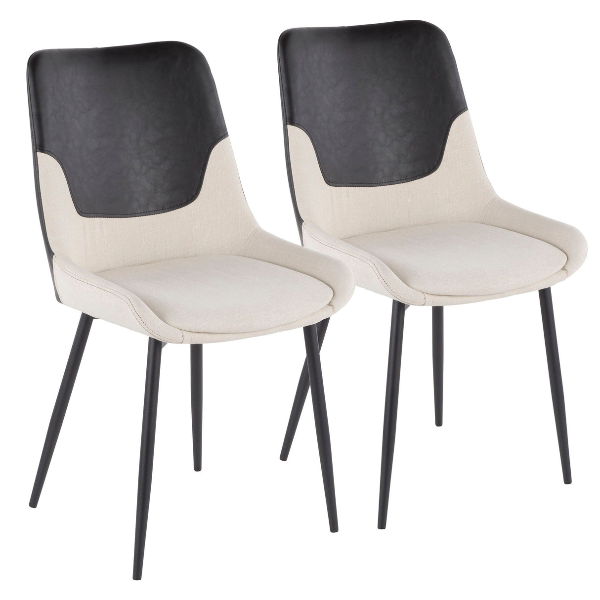 Wayne - Two-Tone Chair - Cream Fabric With Black Faux Leather Accent (Set of 2)