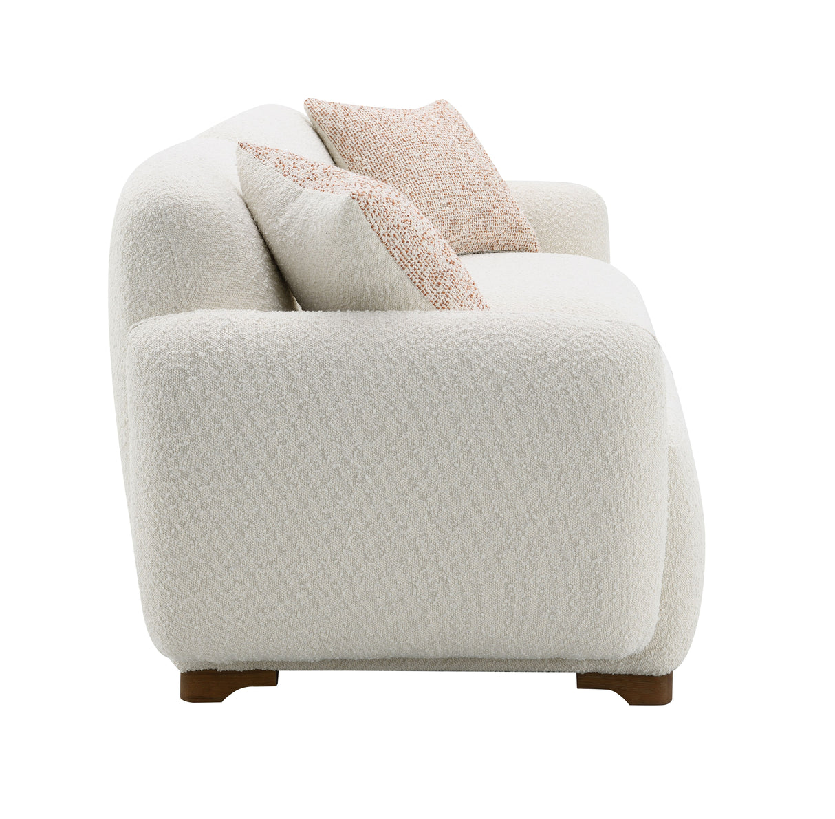 Darius - Boucle Sofa With 2 Toss Pillows - Beige