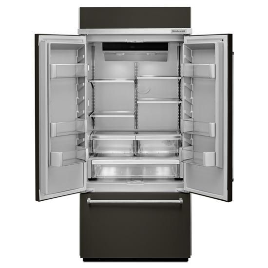 20.8 Cubic Feet 36" Width Built In Stainless Steel French Door Refrigerator With Platinum Interior Design - Black