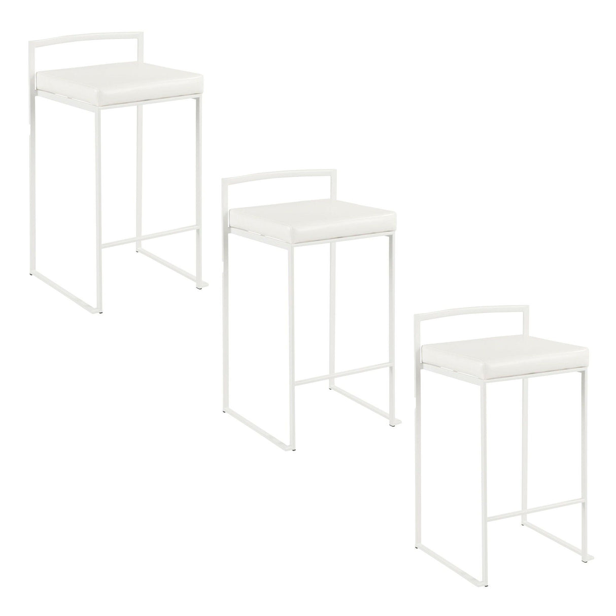 Fuji - Stackable Counter Stool - White Base (Set of 2)