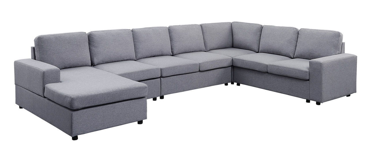 Hayden - Linen 7 Seat Reversible Modular Sectional Sofa Chaise