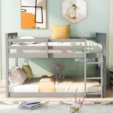 Full Over Full Bunk Bed With Ladder - Gray