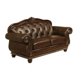 Anondale - Loveseat - Espresso Top Grain Leather Match