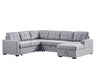 Selene - Linen Fabric Sleeper Sectional Sofa With Storage Chaise