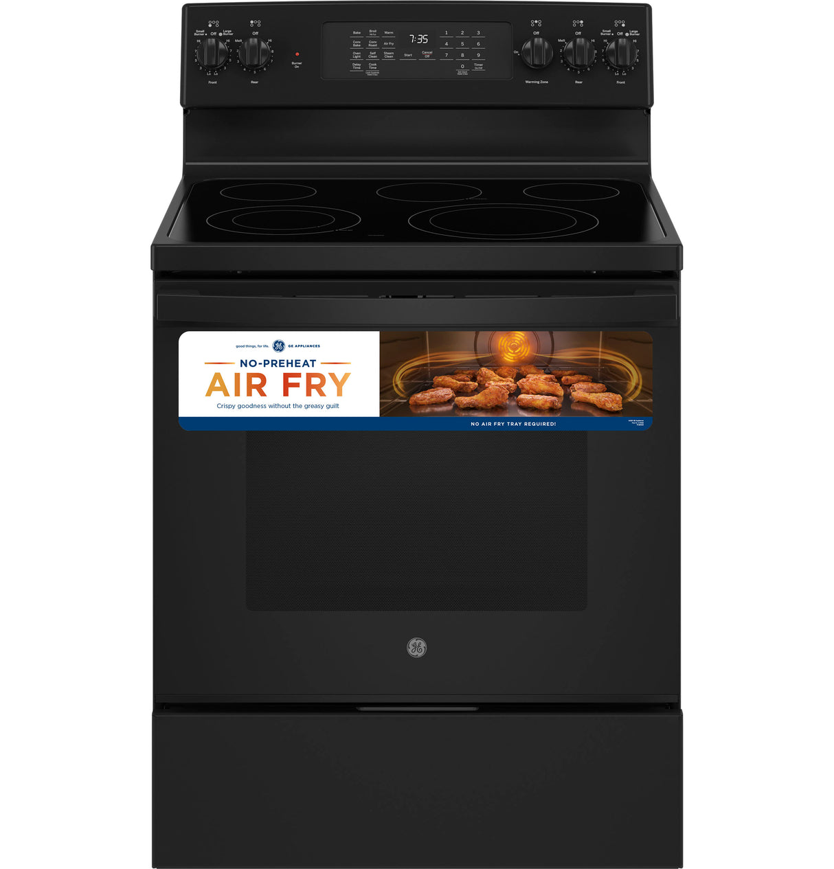 GE(R) 30" Free-Standing Electric Convection Range with No Preheat Air Fry - (JB735DPBB)