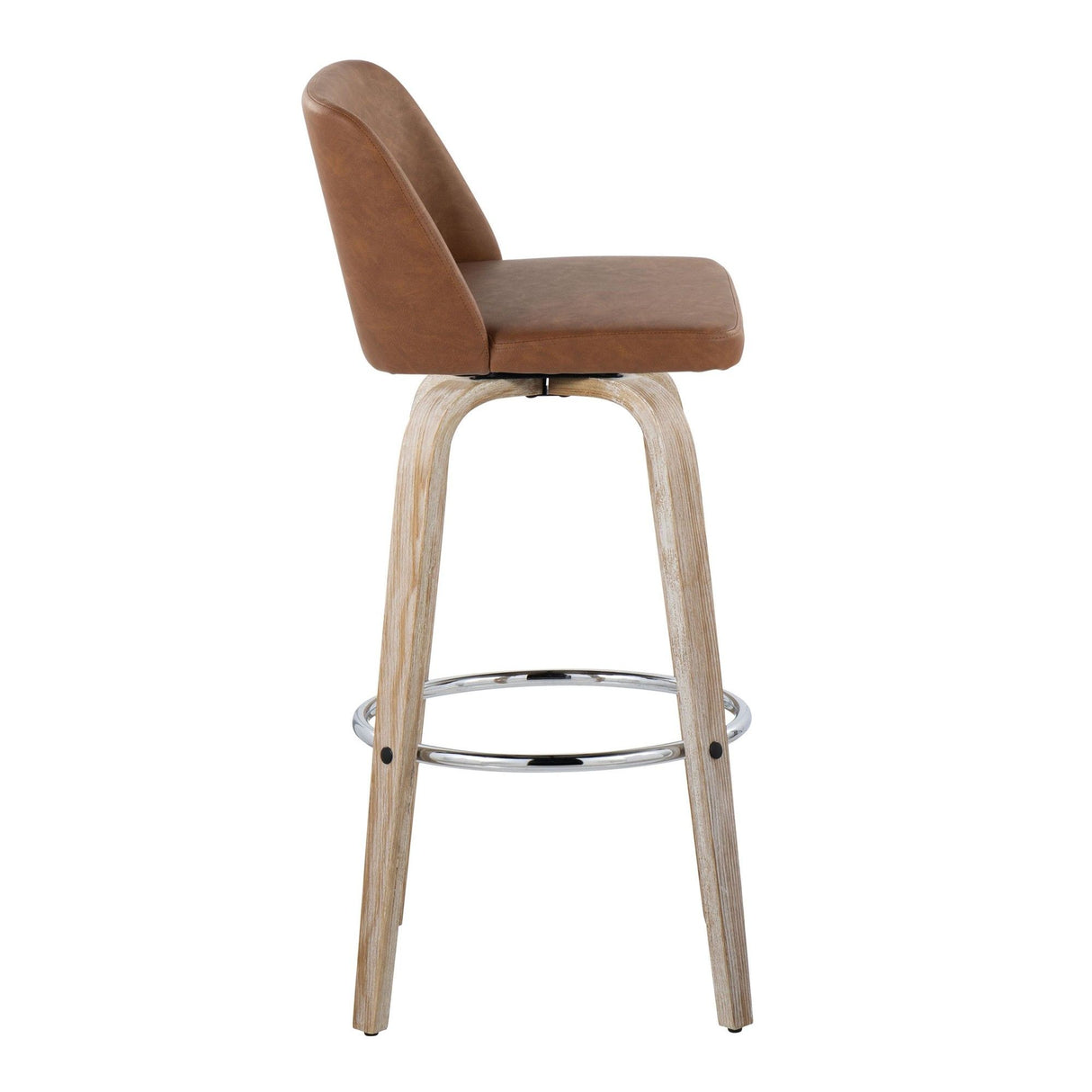 Toriano - 30" Fixed-Height Barstool (Set of 2) - Light Brown & Chrome Base