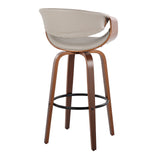 Symphony - Mid Century Modern Fixed Height Barstool With Swivel With Round Footrest (Set of 2)