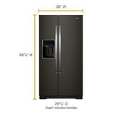 36" Wide Counter Depth Side-By-Side Refrigerator - 21 Cubic Feet - Black Stainless Steel