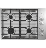 GE(R) 30" Built-In Gas Cooktop with Dishwasher-Safe Grates - (JGP3030SLSS)