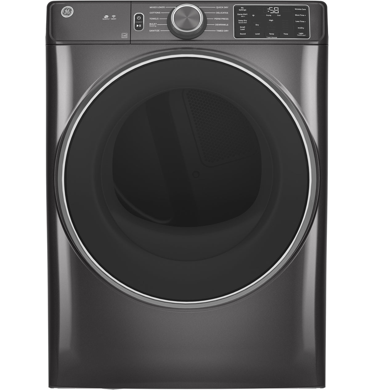 GE(R) ENERGY STAR(R) 7.8 cu. ft. Capacity Smart Front Load Electric Dryer with Sanitize Cycle - (GFD55ESPNDG)