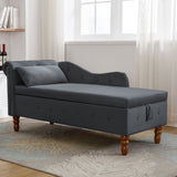 Chaise Lounge Indoor, Velvet Lounge Chair For Bedroom With Storage & Pillow, Modern Upholstered Rolled Arm Chase Lounge For Sleeping With Nailhead Trim For Living Room Bedroom Office