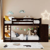 Twin Over Twin Bunk Bed With 4 Drawers And 3 Shelves