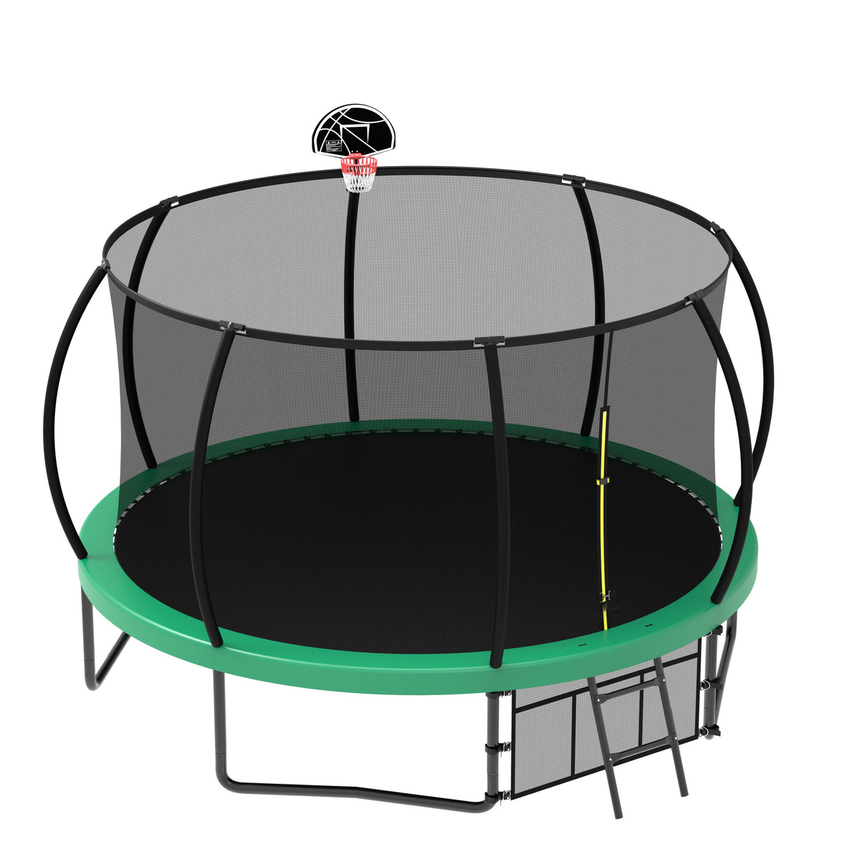 12' Recreational Kids Trampoline With Safety Enclosure Net & Ladder, Outdoor Recreational Trampolines