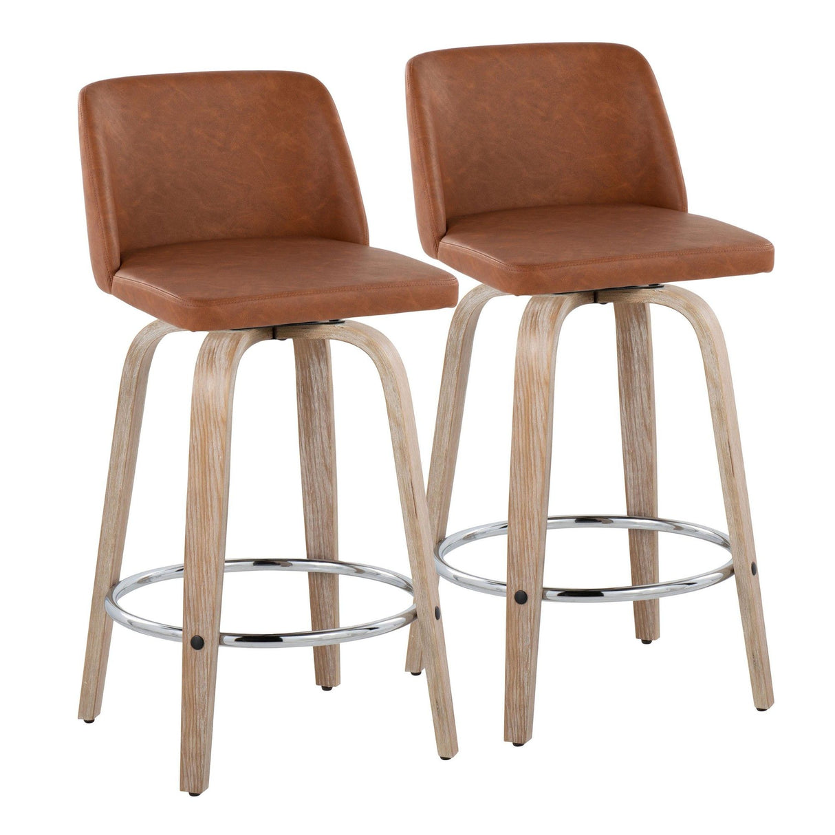 Toriano - 26" Fixed-Height Counter Stool (Set of 2) - Gray & Chrome Round Base