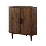 Contemporary 2 Door Mixed-Material Corner Accent Cabinet