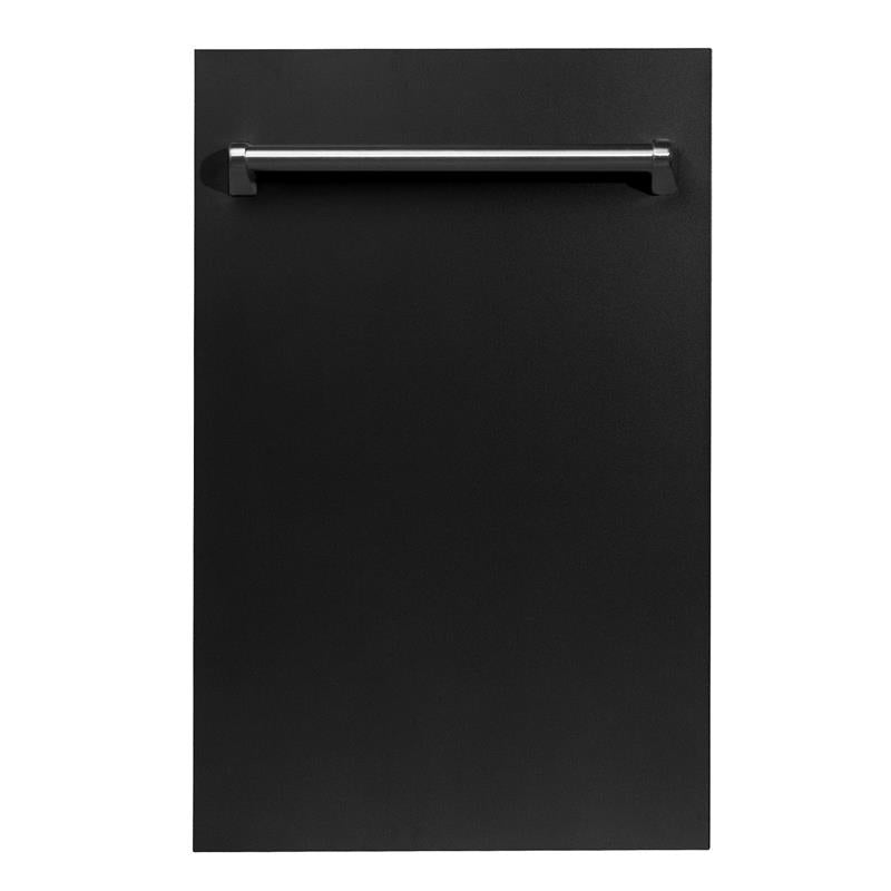 ZLINE 18 in. Compact Top Control Dishwasher with Stainless Steel Tub and Traditional Handle, 52dBa (DW-18) [Color: Black Matte] - (DWBLM18)