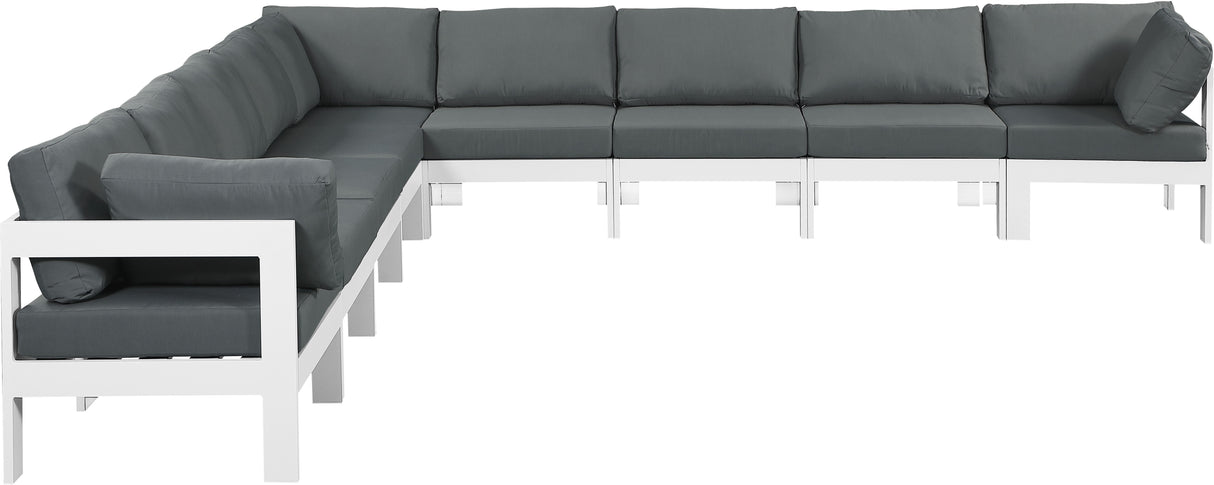 Nizuc - Outdoor Patio Modular Sectional 9 Piece - Grey - Fabric - Modern & Contemporary