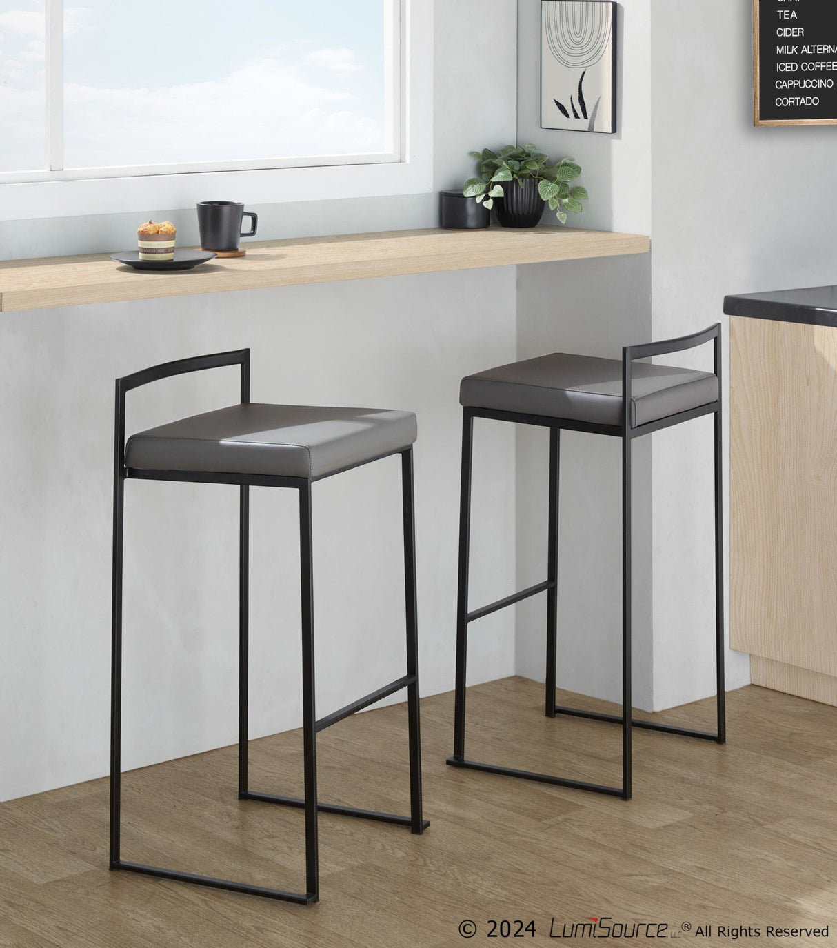 Fuji - Stackable Barstool - Black Metal