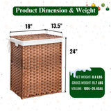 Laundry Hamper With Lid PE Rattan Powder Coating Frame Clothes Hampers With 2 Removable Bags