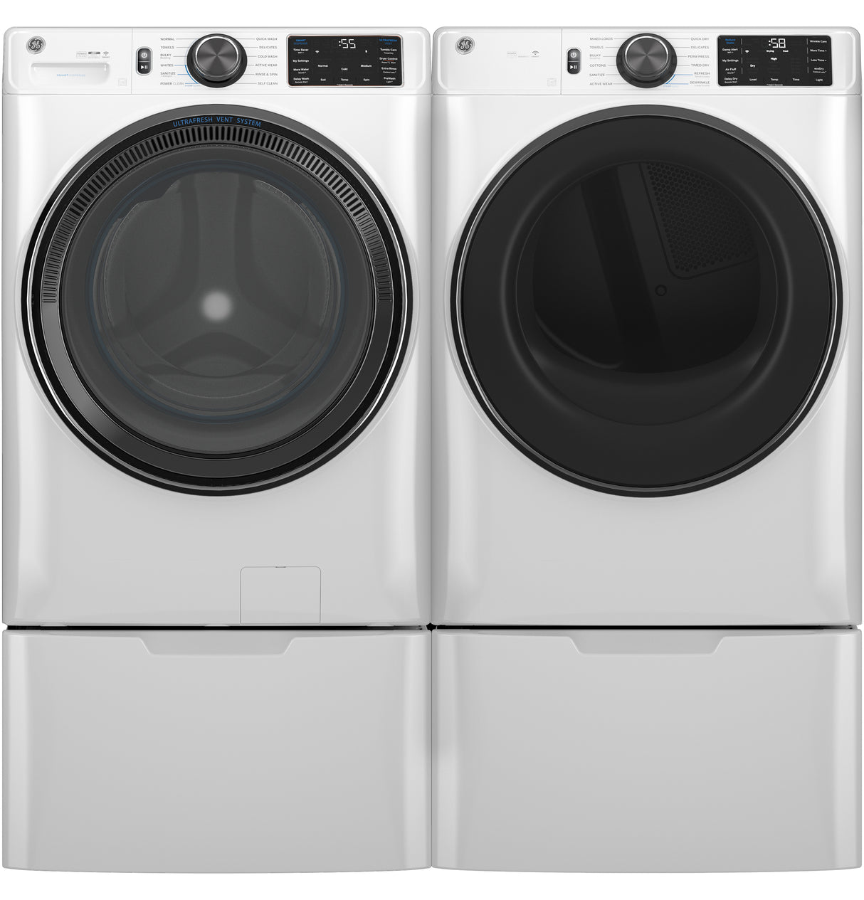 GE(R) ENERGY STAR(R) 7.8 cu. ft. Capacity Smart Front Load Electric Dryer with Steam and Sanitize Cycle - (GFD65ESSVWW)