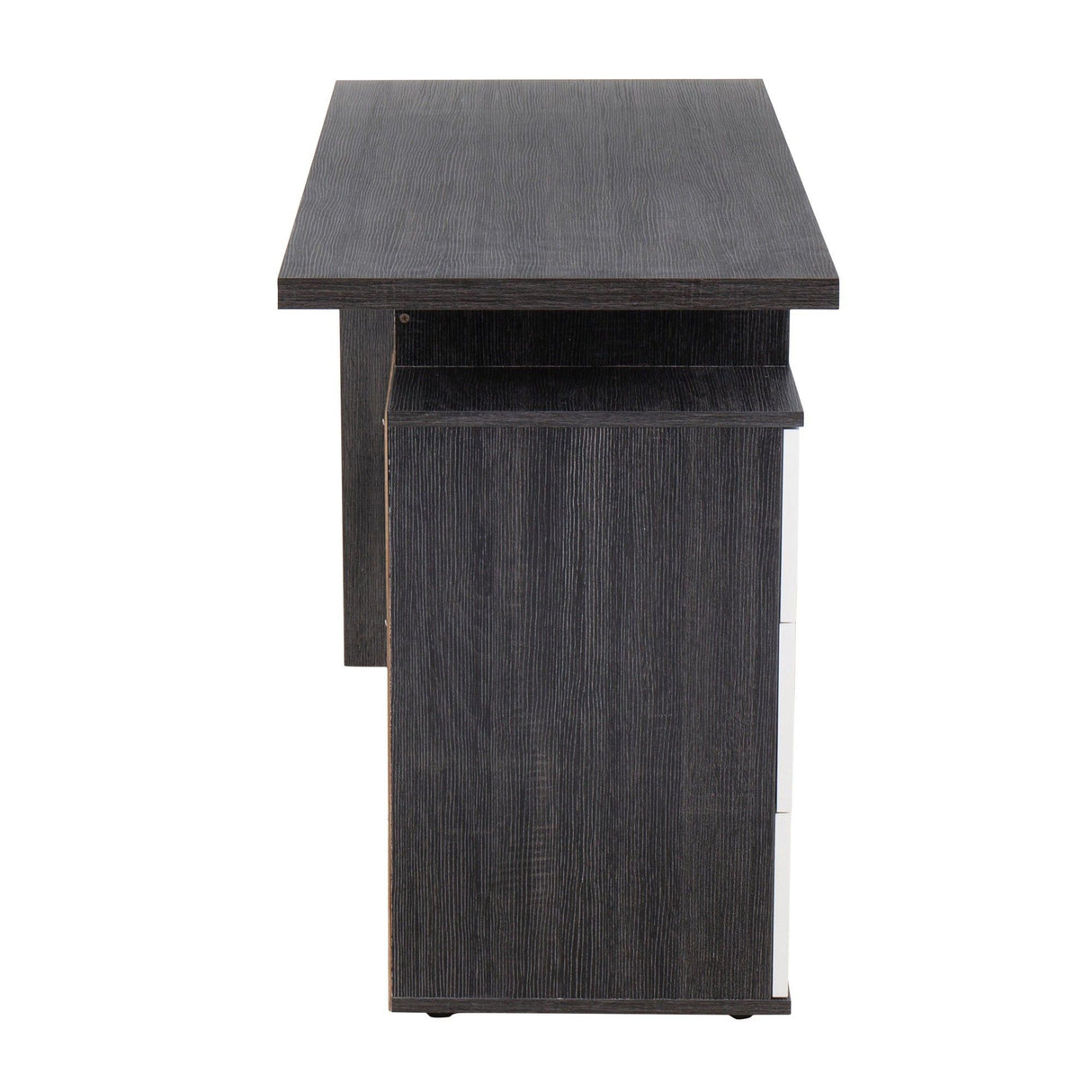 Quinn - Desk - Charcoal Wood With White Wood Drawers