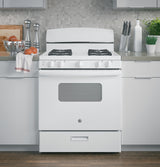 GE(R) 30" Free-Standing Front Control Gas Range - (JGBS10DEMWW)