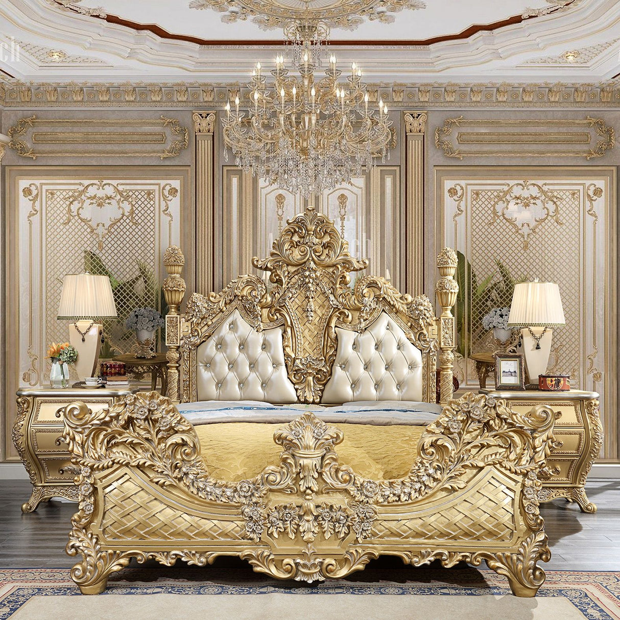 HD-1801 - California King Bed - Bright Gold