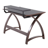 Bentley - Office Desk - Dark Gray Wood And Black Glass